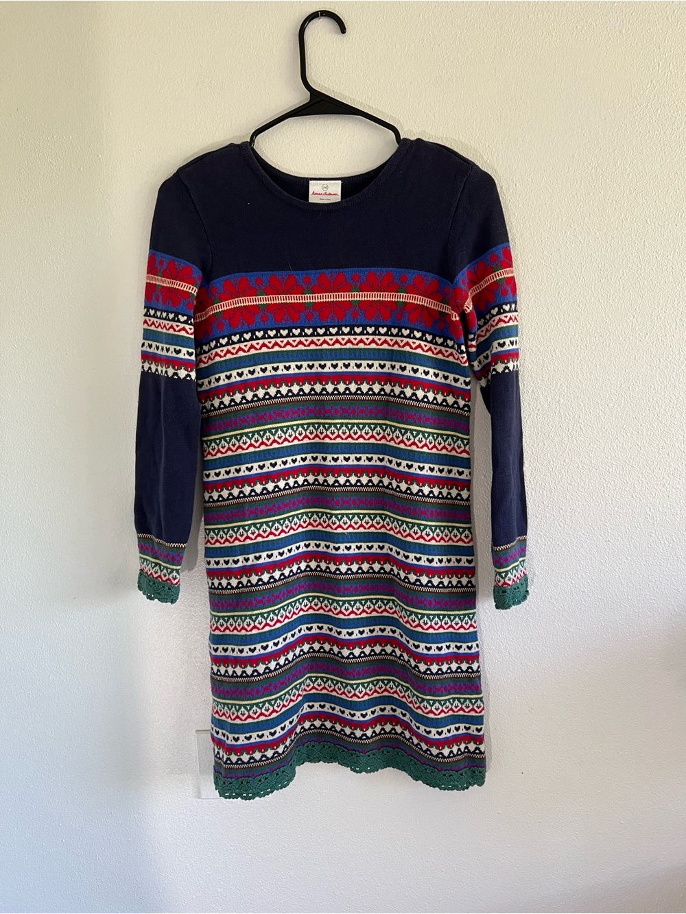 Hanna Andersson Sweater Knit Dress with Red and Green Accents